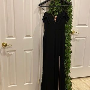 Black Slit Off the Shoulder Dress